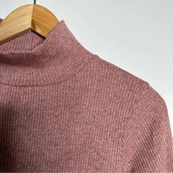 Madewell Pink Ribbed Mock Neck Sweater Size Large - Picture 5 of 9